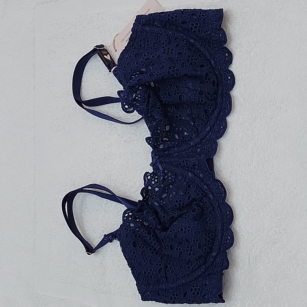 Victoria's Secret Blue Eyelet Push Up Underwire Bra In Size 34D NWT